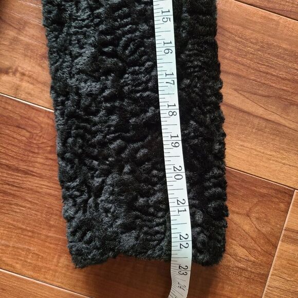 VTG Retro Jacket Womens 14 Black Faux Fur Crop Curly Lamb Coat Mobwife Downtown - Picture 10 of 10